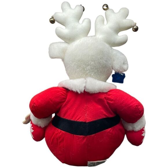 VINTAGE Applause Rare Santabell Jingle White Reindeer Moose  Santa Suit Plush Ta - Picture 5 of 10